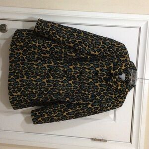Susan Graver Black and Tan Leopard Print Blazer